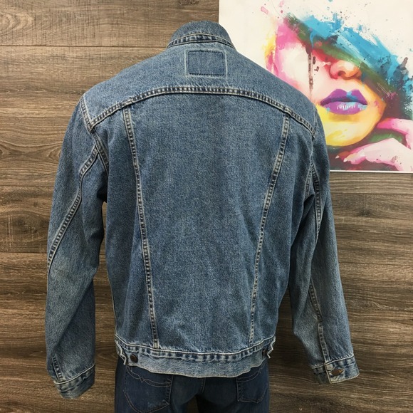VINTAGE LEVIS 2000s Mens Denim Trucker Jacket Size XL Classic Blue‎ Jean Coat - Picture 2 of 6